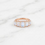 Emerald Cut Moonstone Engagement Rose Gold Ring