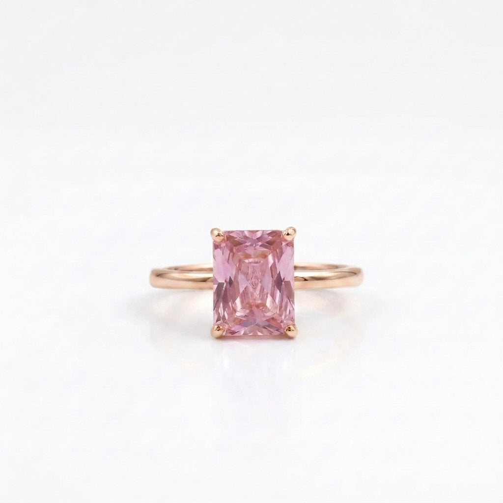 Emerald Pink Sapphire Rose Gold Engagement Ring