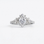 Vintage Marquise Cut Moissanite Engagement Silver Ring