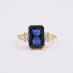 Emerald Blue Sapphire Gold Engagement Ring 