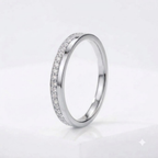 14K White Gold Moissanite Half Eternity Band
