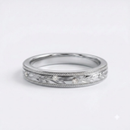 Moissanite Leaf Silver Wedding Band