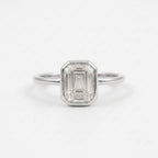 Emerald 1.5Ct Bezel Moissanite Silver Engagement Ring