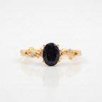 Oval Galaxy Sandstone Twig Gold Engagement Ring