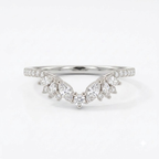 Floral Moissanite Silver Wedding Band