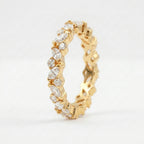 Marquise cut Moissanite Full eternity wedding Gold band