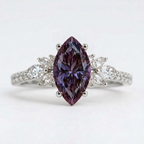Vintage Marquise Cut Alexandrite Silver Engagement Ring