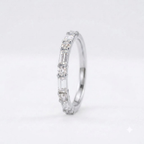 Dainty Moissanite Baguette Silver Ring