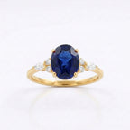 Oval Cut Blue Sapphire Sterling Gold Engagement Ring
