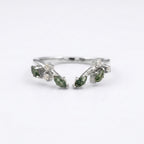 Natural Moss Agate Open White Gold Wedding Band