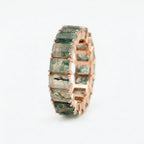Baguette Cut Moss Agate Wedding Band  Sold Rose Gold