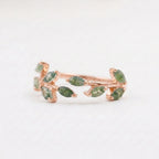 Leaf Moss Agate Rose Gold Wedding Band For Women