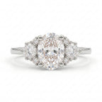 1.5ct Oval Cut Moissanite Cluster Silver Engagement Ring