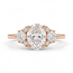 1.5ct Oval Cut Moissanite Cluster Rose Gold Engagement Ring