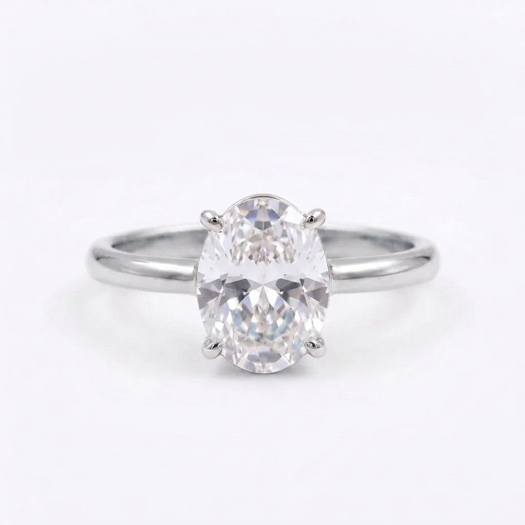 Oval Moissanite Engagement Silver Rings