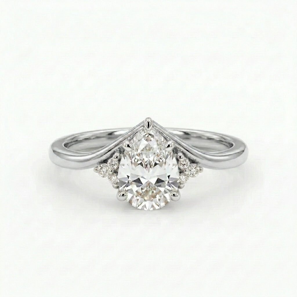 Moissanite Engagement Silver Ring