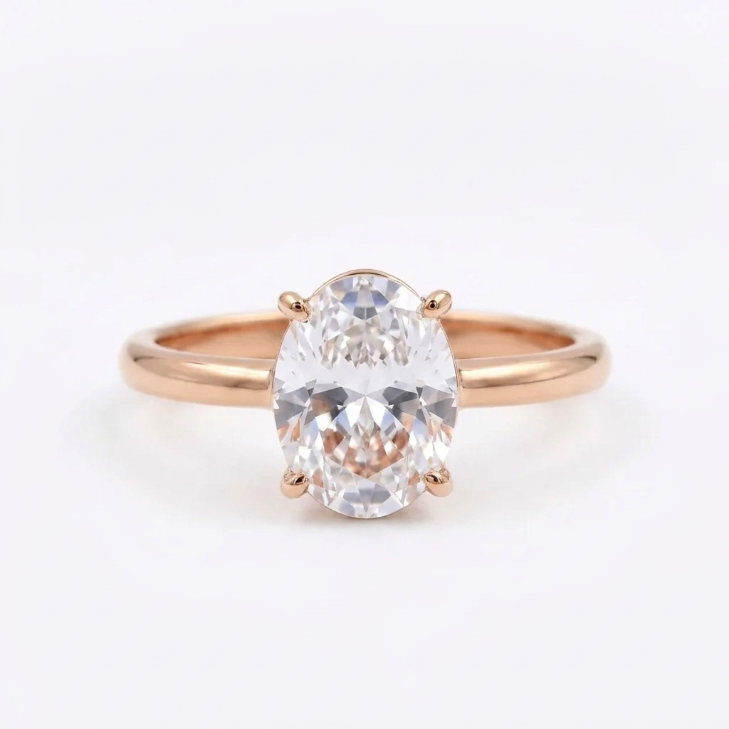 Oval Moissanite Engagement Rose Gold Rings