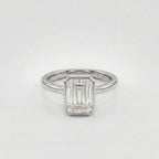 3 CT Emerald Cut Moissanite Silver Engagement Ring Bezel Set Wedding Rings