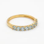 Oval Cut Aquamarine Stacking Wedding Band Solid Gold