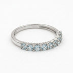 Oval Cut Aquamarine Stacking Wedding Band Silver