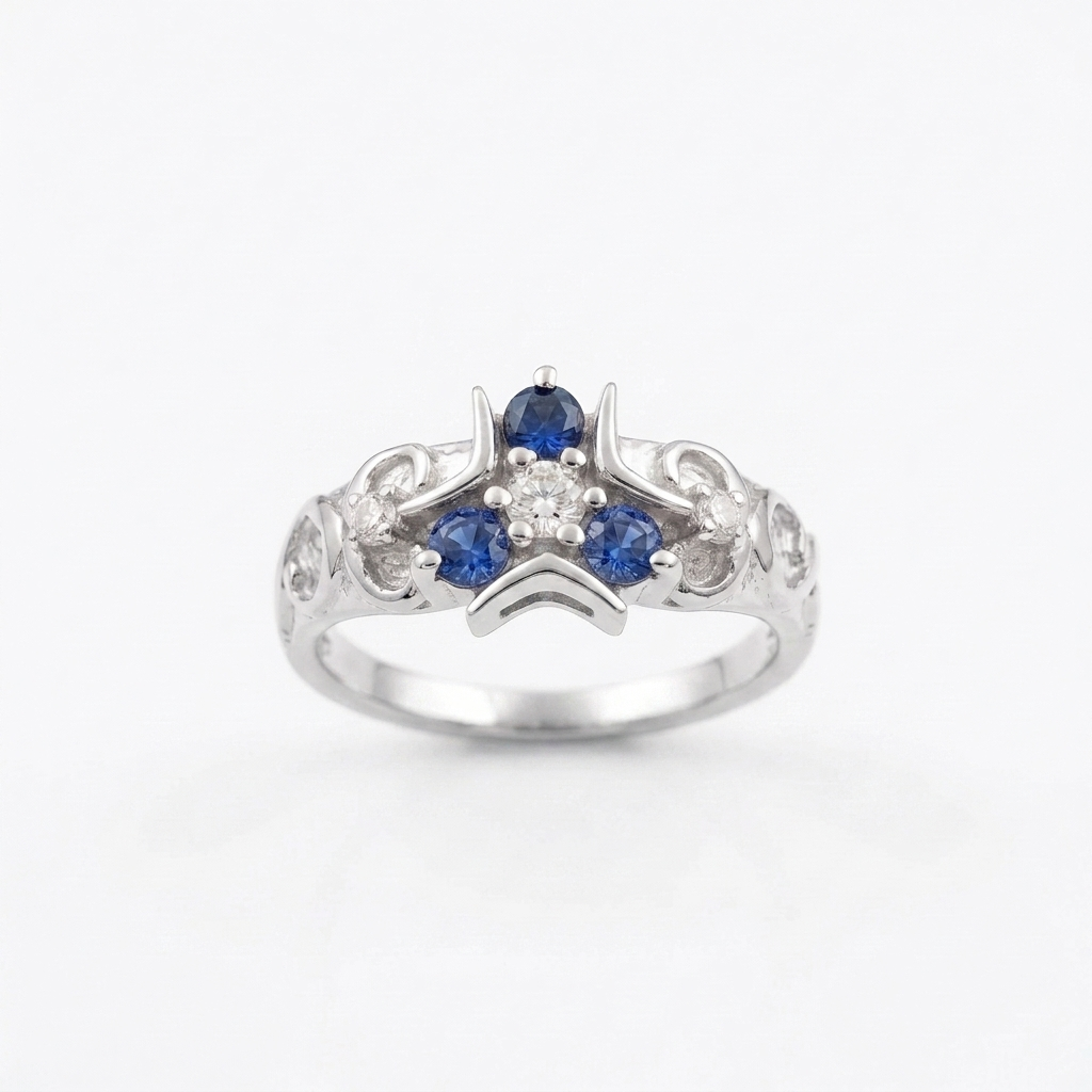 Triforce Zora's Sapphire Spiritual Stone Legend of Zelda Silver Ring