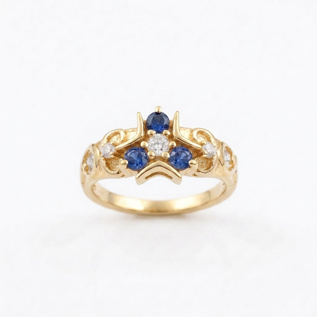 Triforce Zora's Sapphire Spiritual Stone Legend of Zelda Gold Ring