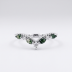 Marquise Moss Agate Wedding Band White Gold Ring