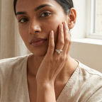 Asscher Cut Peach Moissanite Diamond Ring With Model