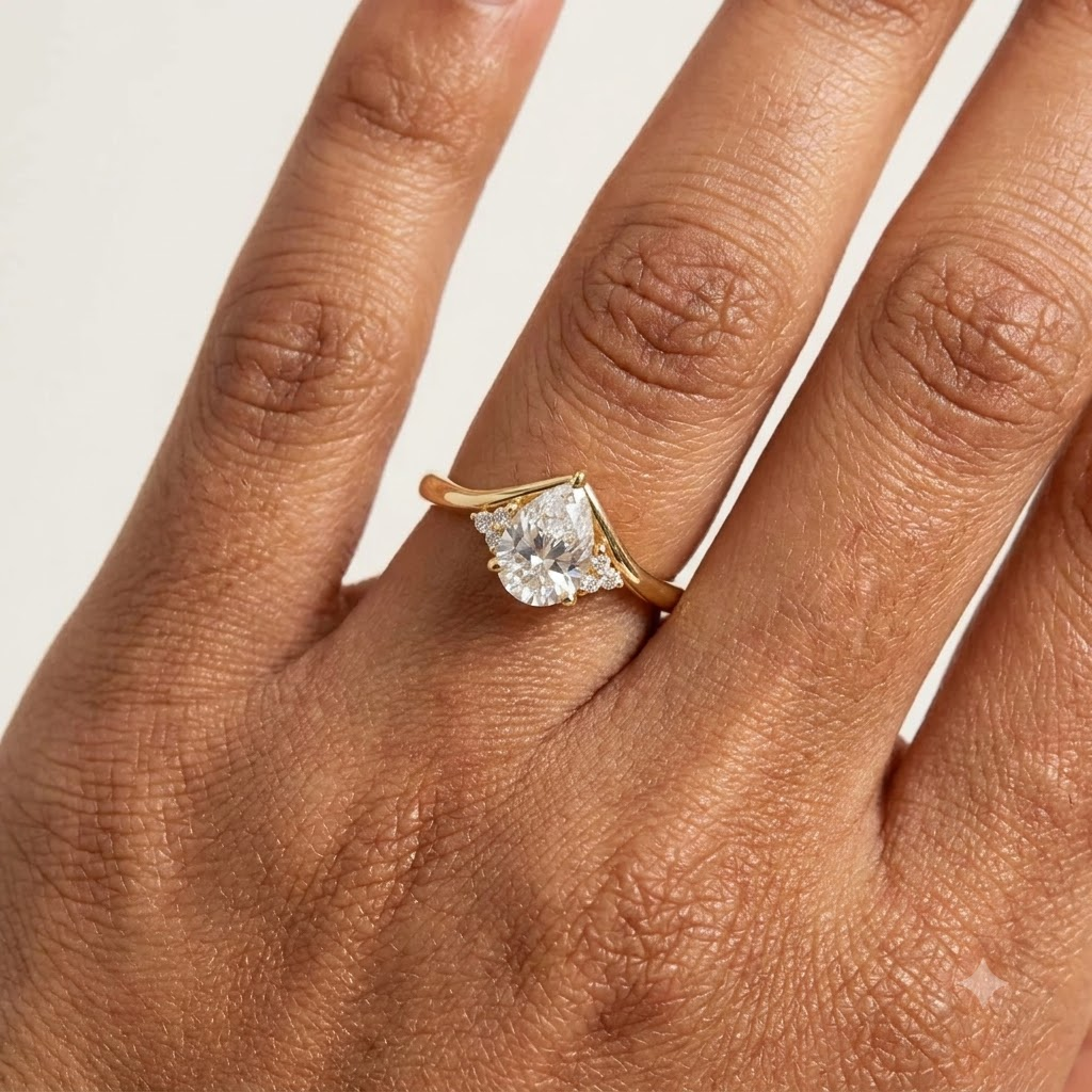 Moissanite Engagement Ring With Model Finger