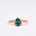 Green Emerald & Diamond Rose Gold Engagement Ring