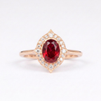 Oval Cut Red Ruby Rose Ring