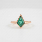 Kite Shaped Emerald Ring Rose Gold Solitaire Ring