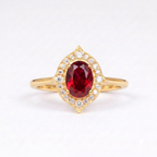 Oval Cut Red Ruby Gold Ring