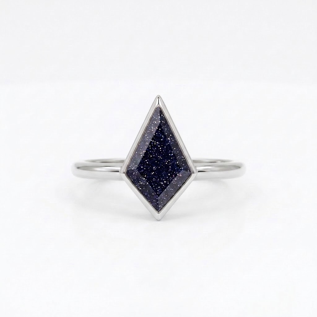 Kite Shaped Sandstone Silver Ring