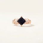 Princess Cut Blue Sandstone Rose Gold Engagement Ring