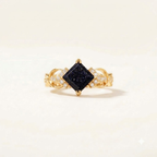 Princess Cut Blue Sandstone Gold Engagement Ring
