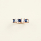 Princess Cut Sapphire And Diamond Rose Gold Wedding Band
