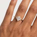 Marquise Cut Moissanite Engagement Unique Promise Ring With Model Finger