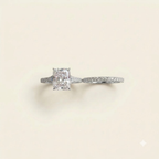 2.5CT Radiant Cut Moissanite Silver Engagement Ring Set