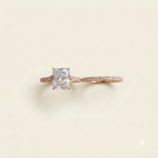 2.5CT Radiant Cut Moissanite Rose Gold Engagement Ring Set 
