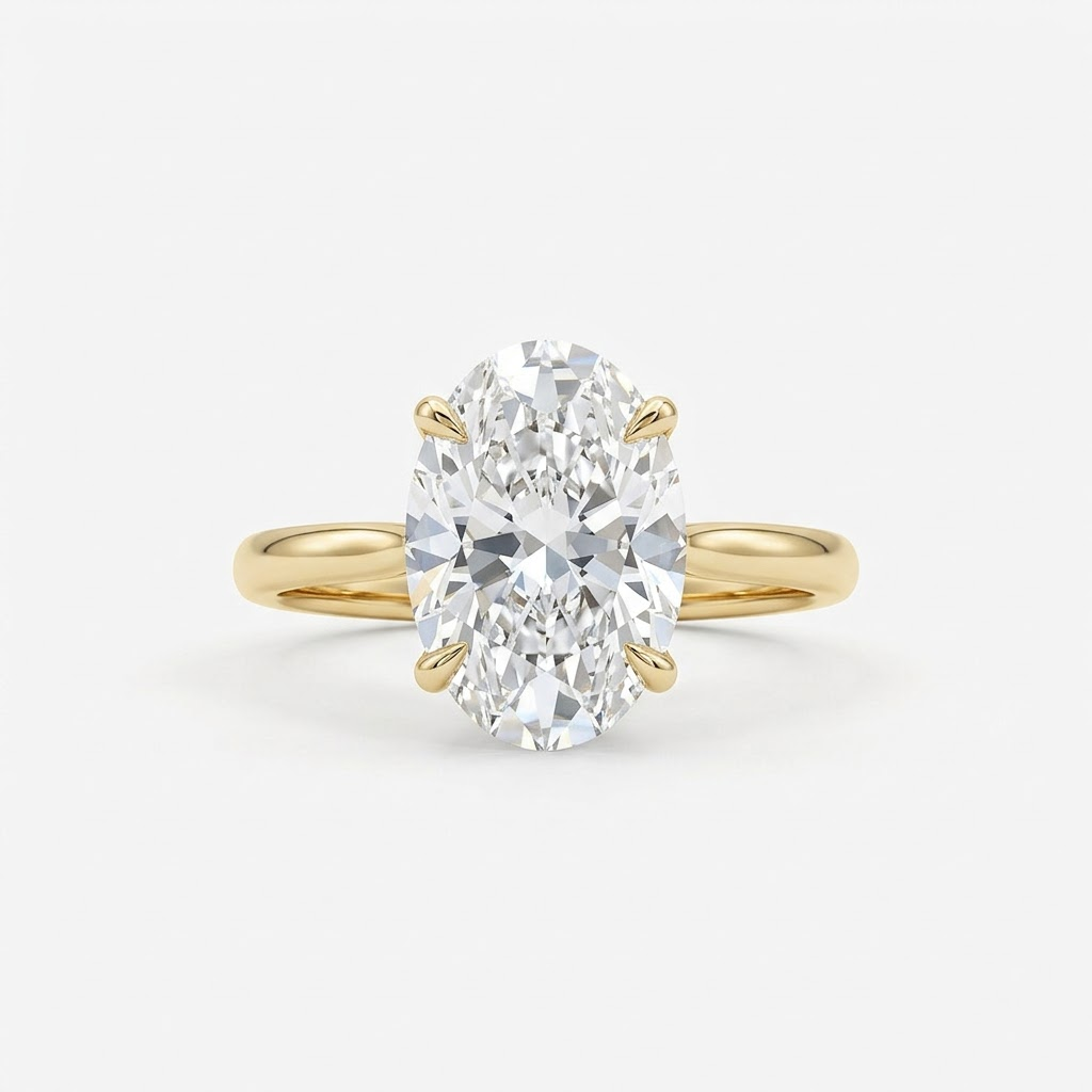 Oval Cut Moissanite Ring Daisy Floral Gold Engagement Ring