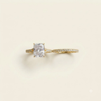 2.5CT Radiant Cut Moissanite Gold Engagement Ring Set
