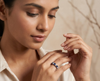 Princess Cut Sapphire And Diamond 925 Silver Wedding Band With Model
