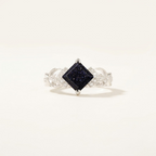 Princess Cut Blue Sandstone Silver Engagement Ring
