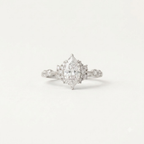 Marquise Cut Moissanite Silver Engagement Unique Promise Ring