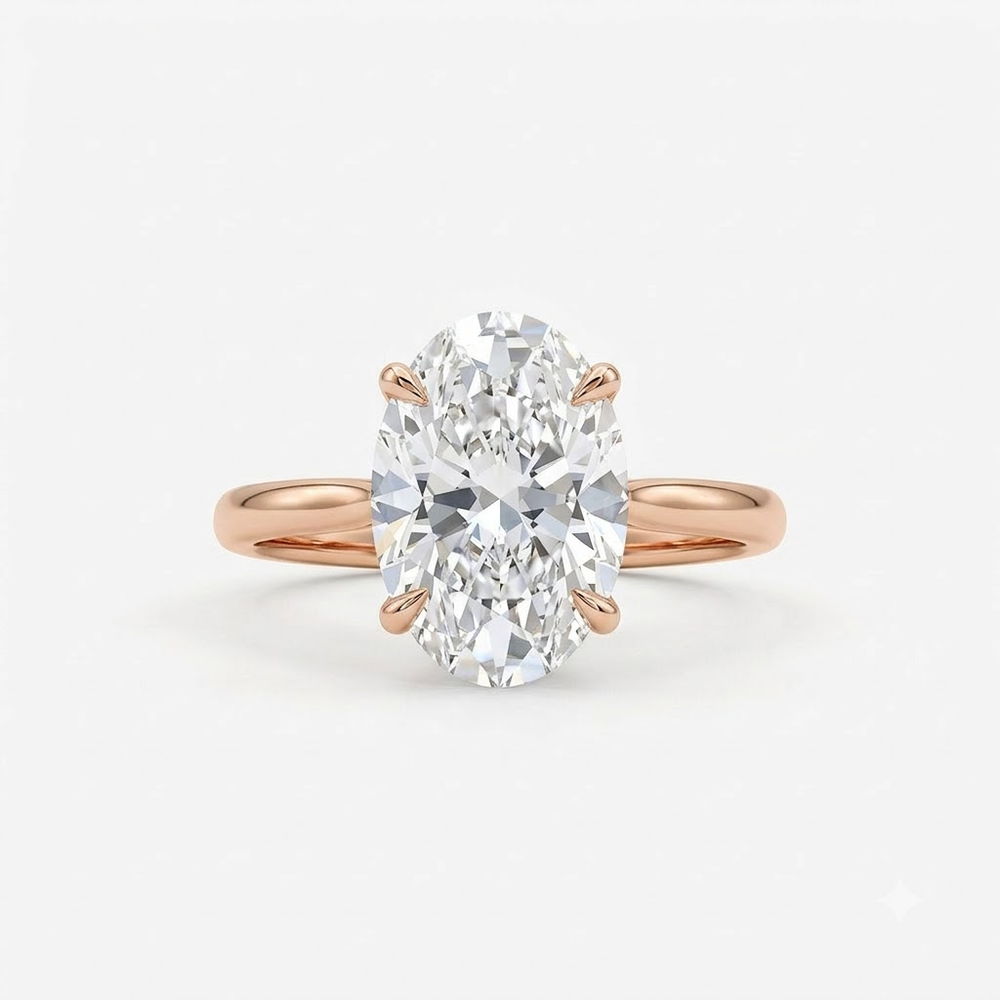 Oval Cut Moissanite Ring Daisy Floral Rose Gold Engagement Ring