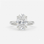 Oval Cut Moissanite Ring Daisy Floral Silver Engagement Ring