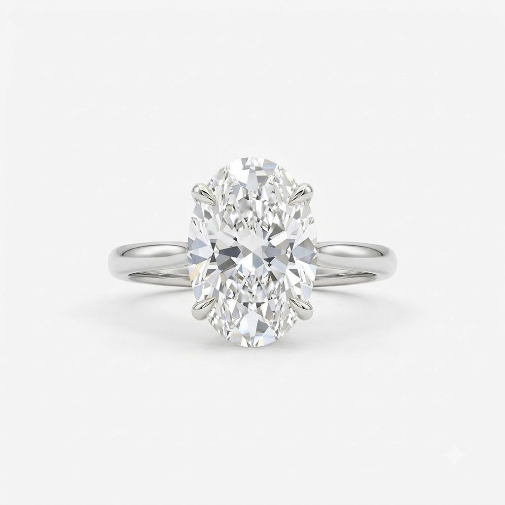 Oval Cut Moissanite Ring Daisy Floral Silver Engagement Ring