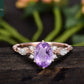 Oval Amethyst Purple Gemstone Zircon Engagement Ring  