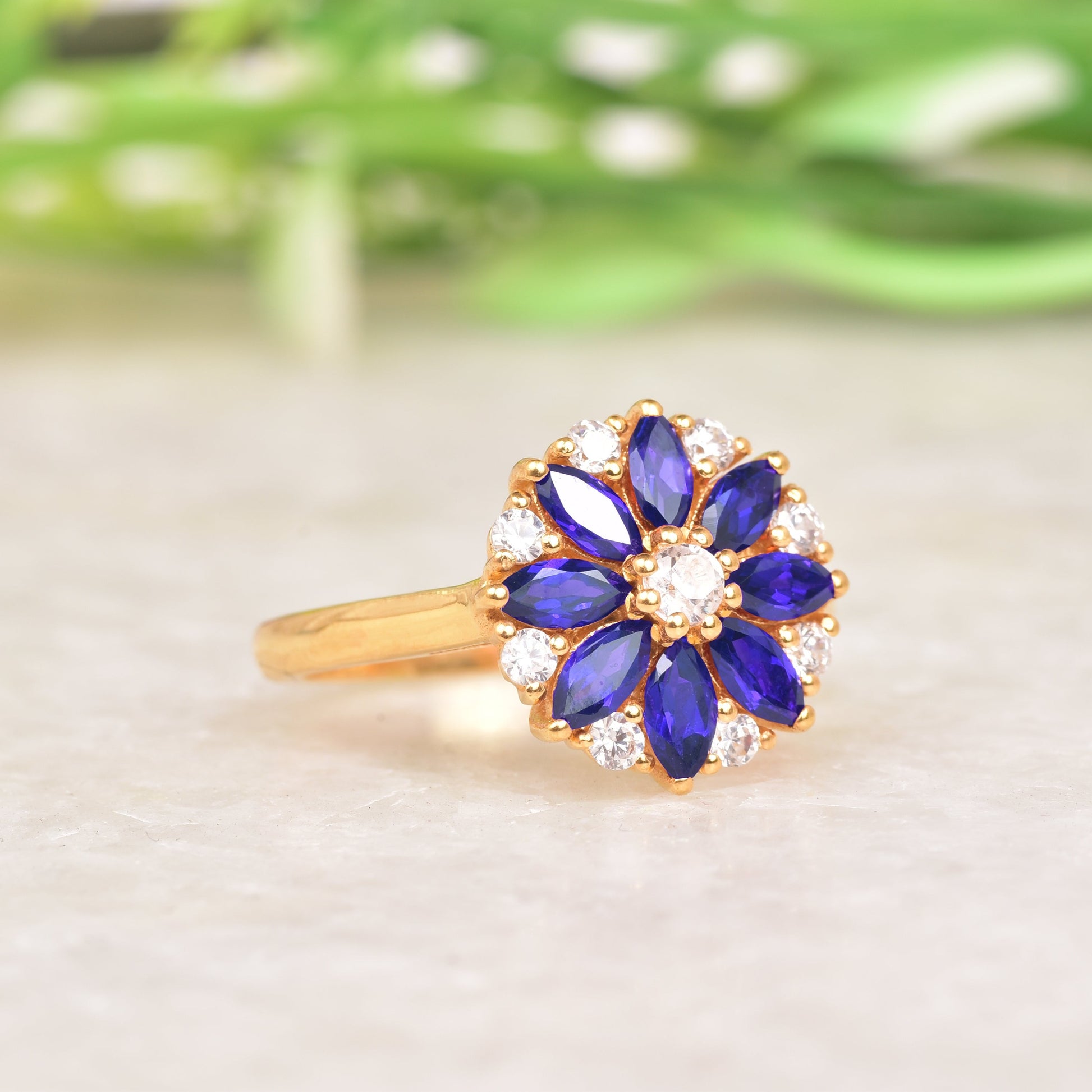 Flower Alexandrite Cluster Ring | Alexandrite Diamond Ring